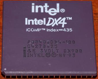 Intel DX4 100 MHz CPU (A80486DX4-100) sSpec: SX900 3V, iCOMP Index=435, cPGA-168, Woche 27 1994